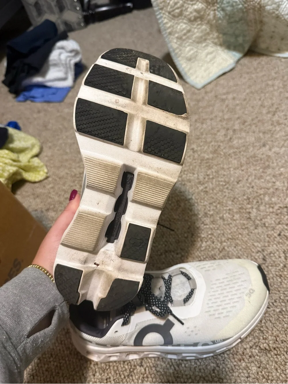On Running Kids Cloudnova Sneakers in Cream and Black